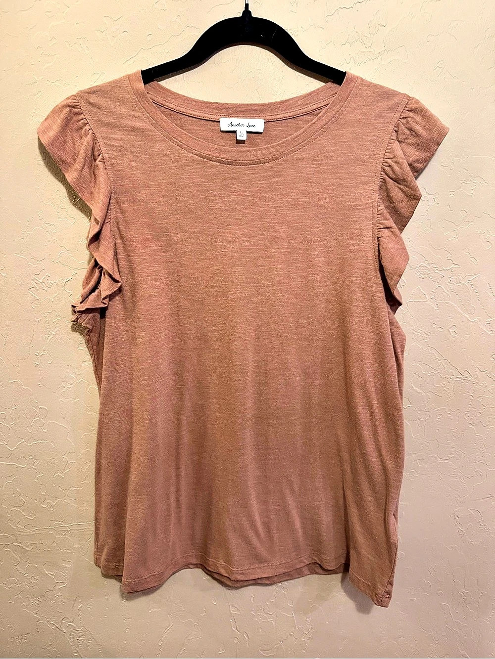 Another Love Ruffle Sleeve Knit Top Tee in Pink Size Medium